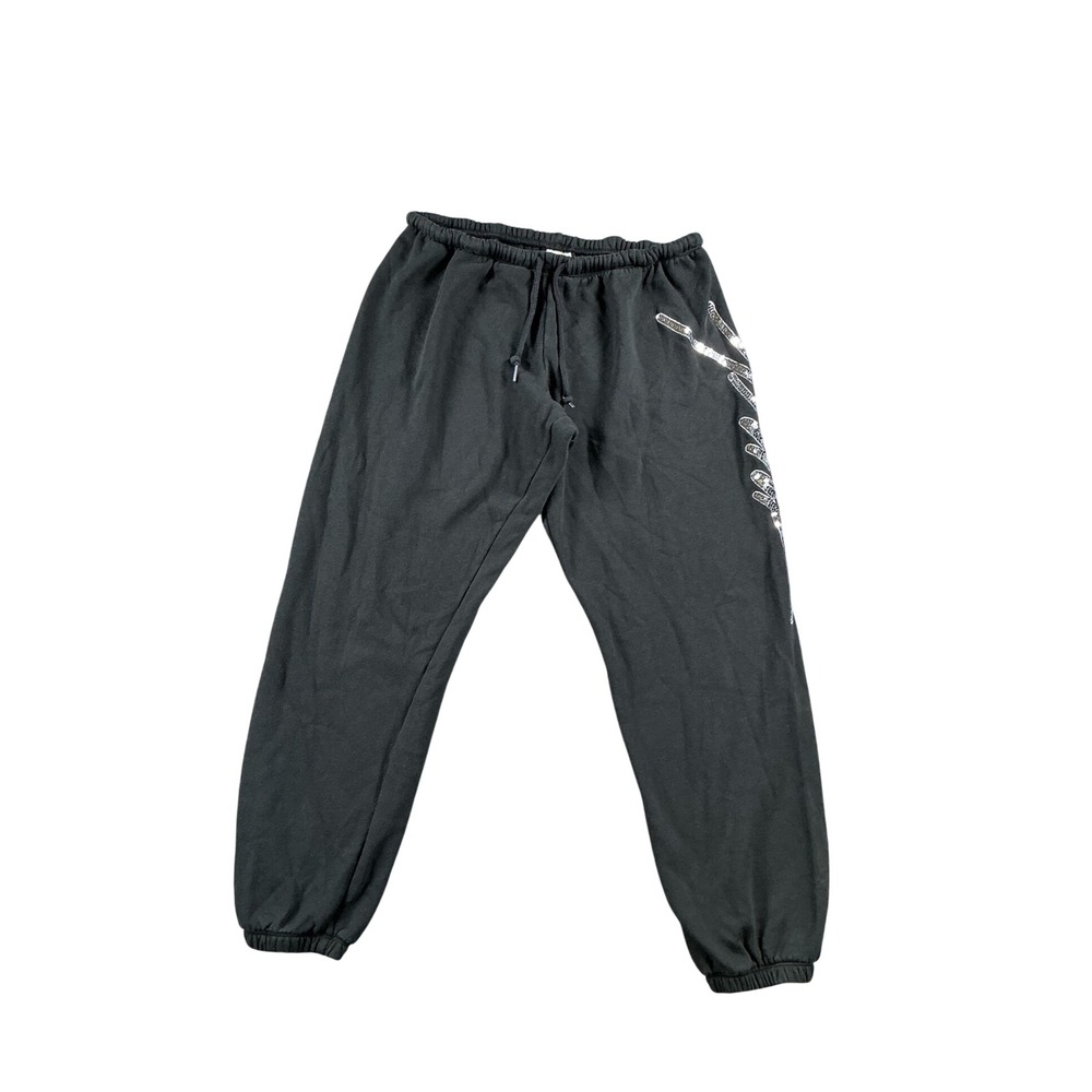 Pink Victoria's Secret Sweatpants Black Sequin Logo Joggers Medium